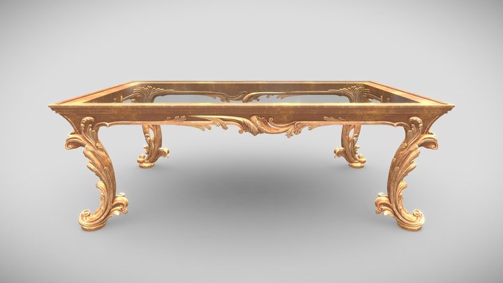 Luxury Classic Gold Coffee Table 3D Model