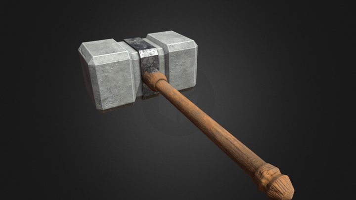 Old battle stone hammer! 3D Model