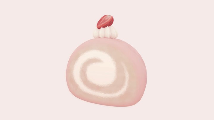 Strawberry Roll Cake 3D Model