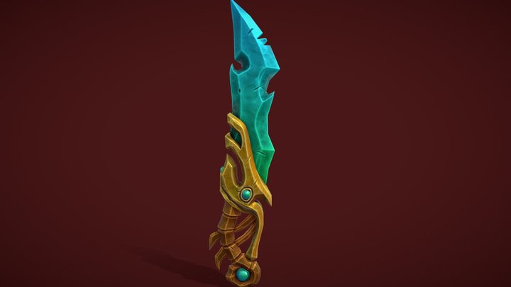 Stylized Gold-Krystal Sword 3D Model