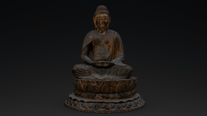 阿弥陀如来坐像 / Wooden Amitabha sitting statue 3D Model