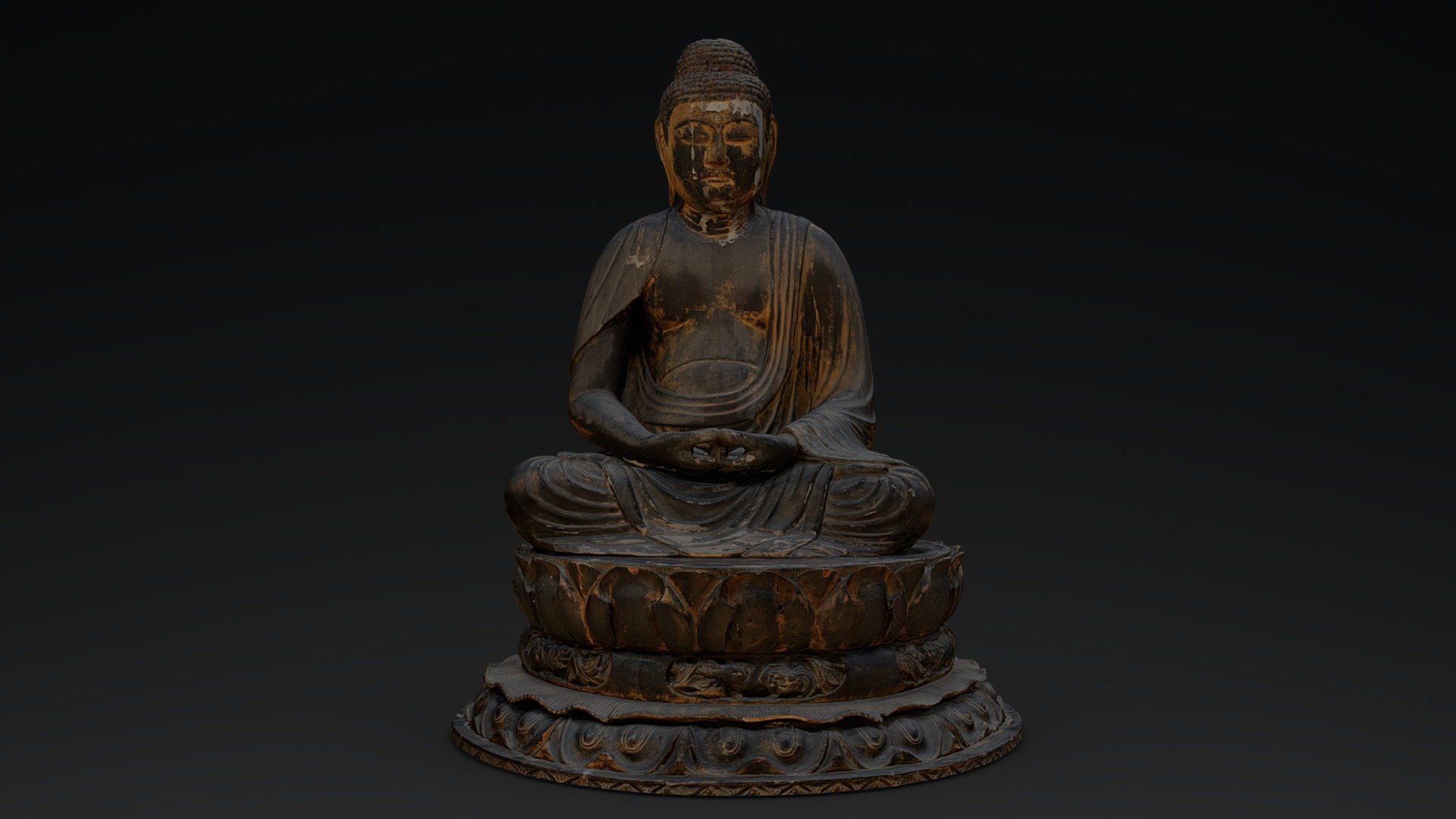 阿弥陀如来坐像 / Wooden Amitabha sitting statue - Download