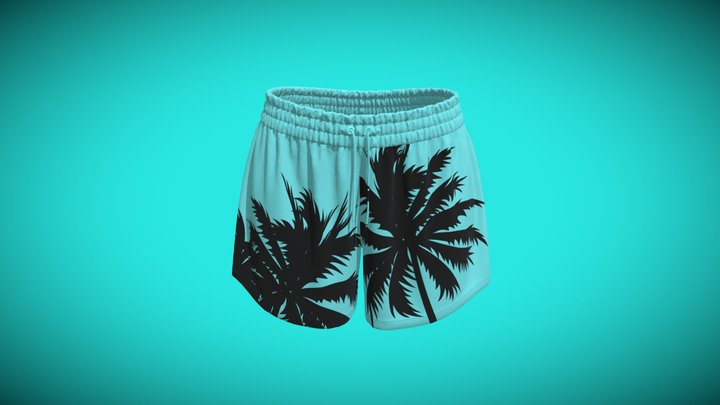 Printed Women Swim Shorts Design 3D Model
