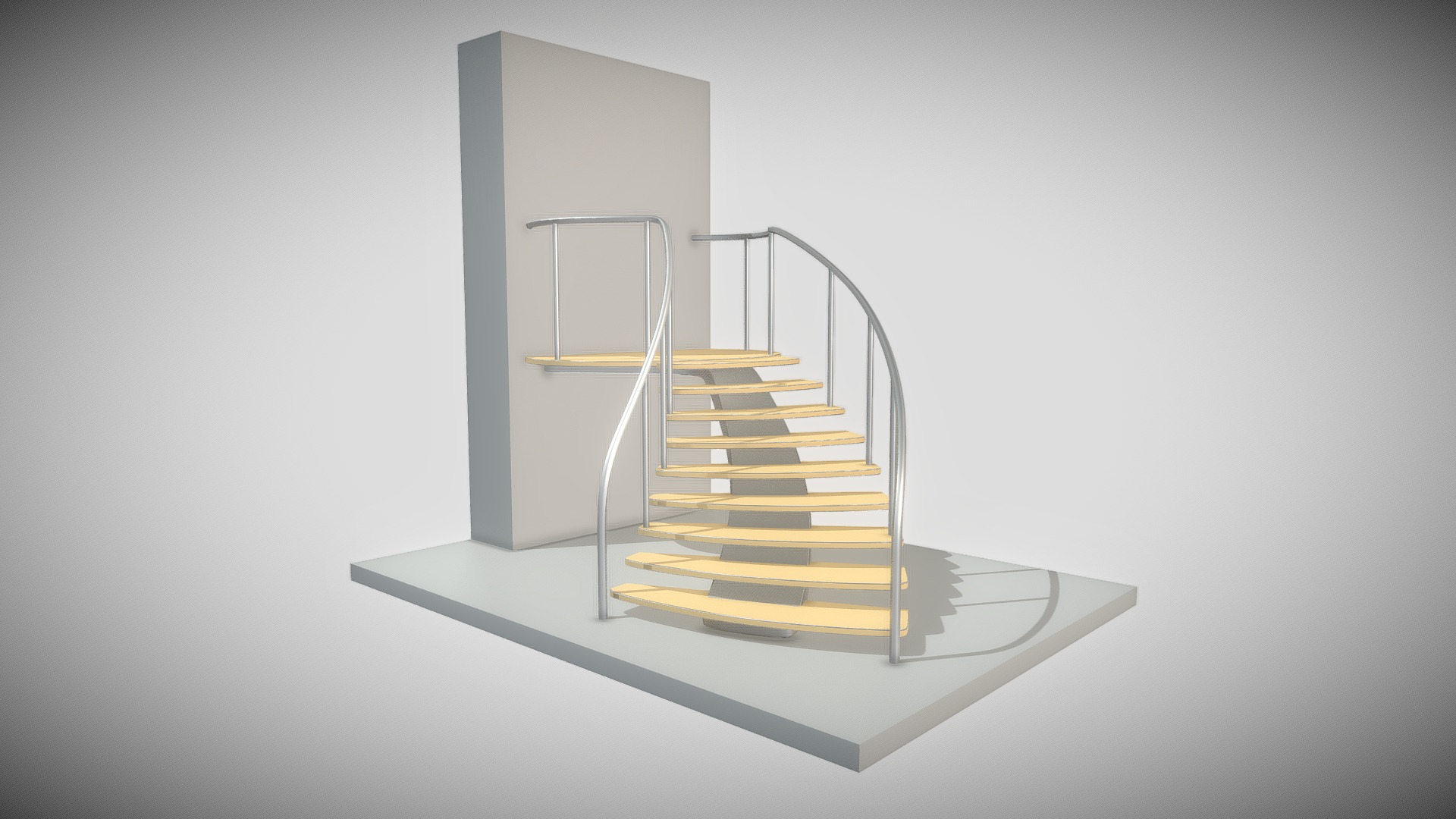 3D model Spiral Staircase High-Poly (Version 1) - This is a 3D model of the Spiral Staircase High-Poly (Version 1). The 3D model is about a staircase in a room.