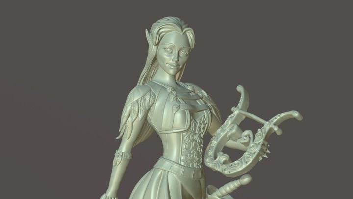Eladrin Elf bard D&D Pathfinder 3D Model
