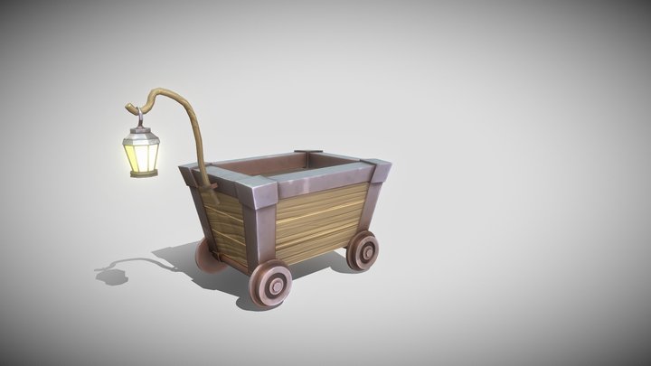 Low Poly Stylized Mine Cart 3D Model