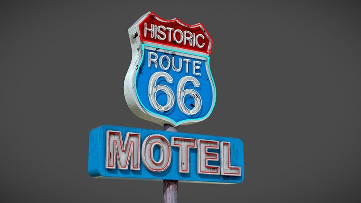 Street Sign Route 66 3D Model