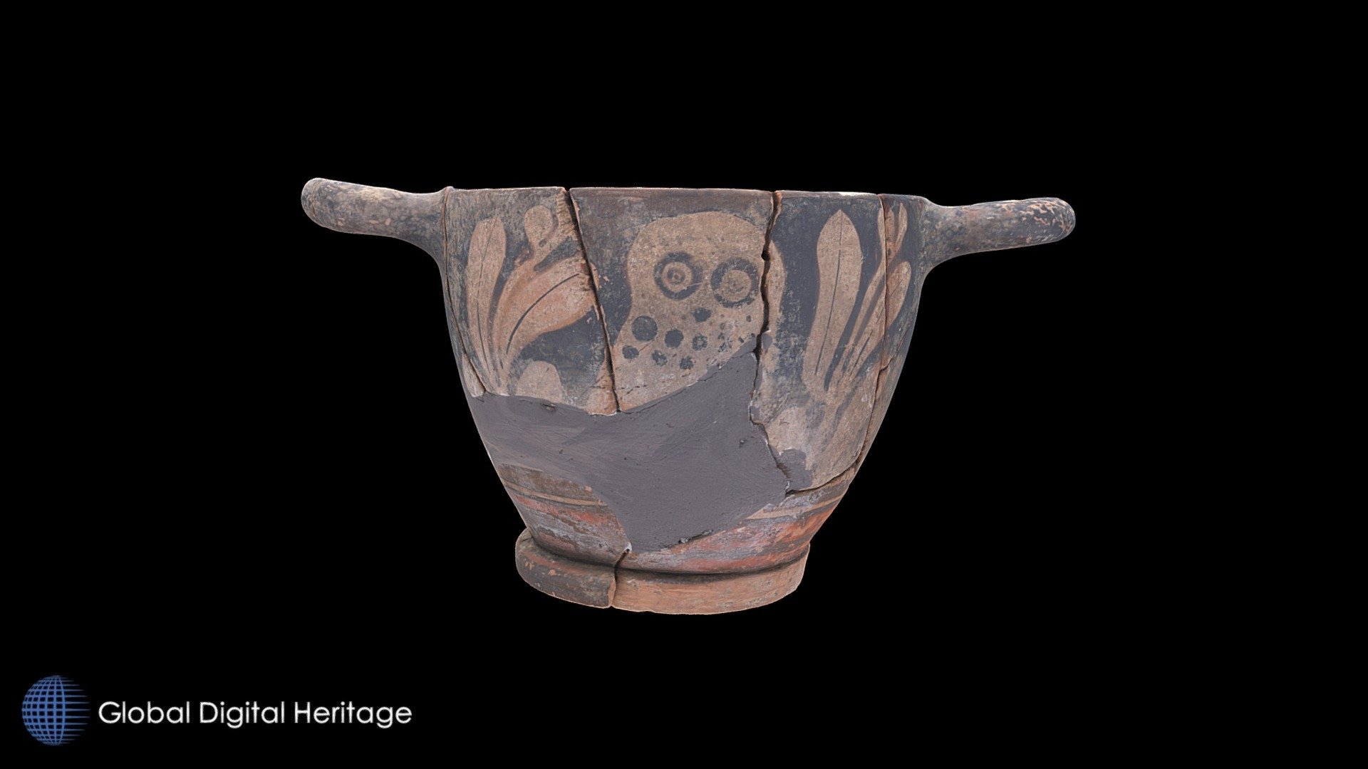 Red-figure skyphos with owl., Camarina, Sicily