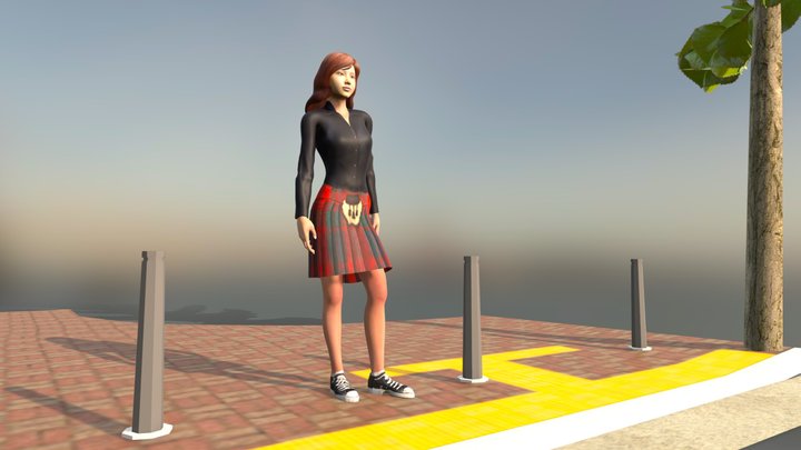 Angry Girl 3D Model