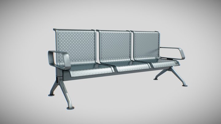 Steel Waiting Chair 3D Model