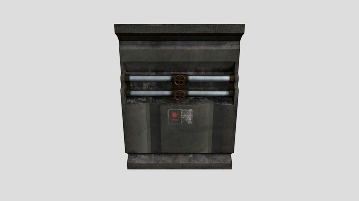 Wall section with pipes and valves 3D Model