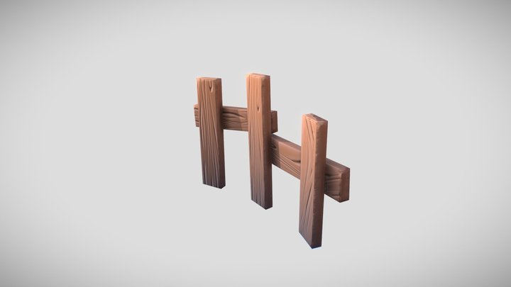 Low Poly Stylized Wood Fence 3D Model