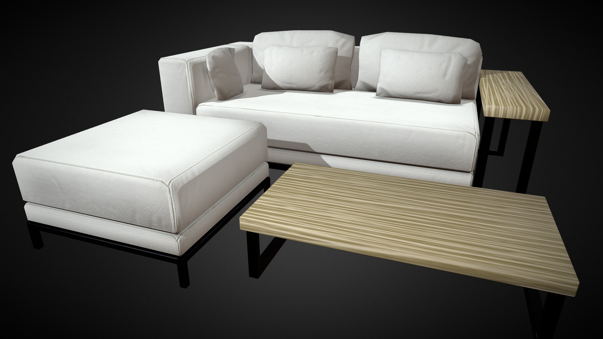 3D model Sofa Furniture Asset - This is a 3D model of the Sofa Furniture Asset. The 3D model is about a couple of white couches.