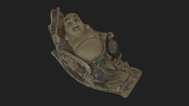 Retro dusty Maitreya Buddha Ceramic Statue 3D Model