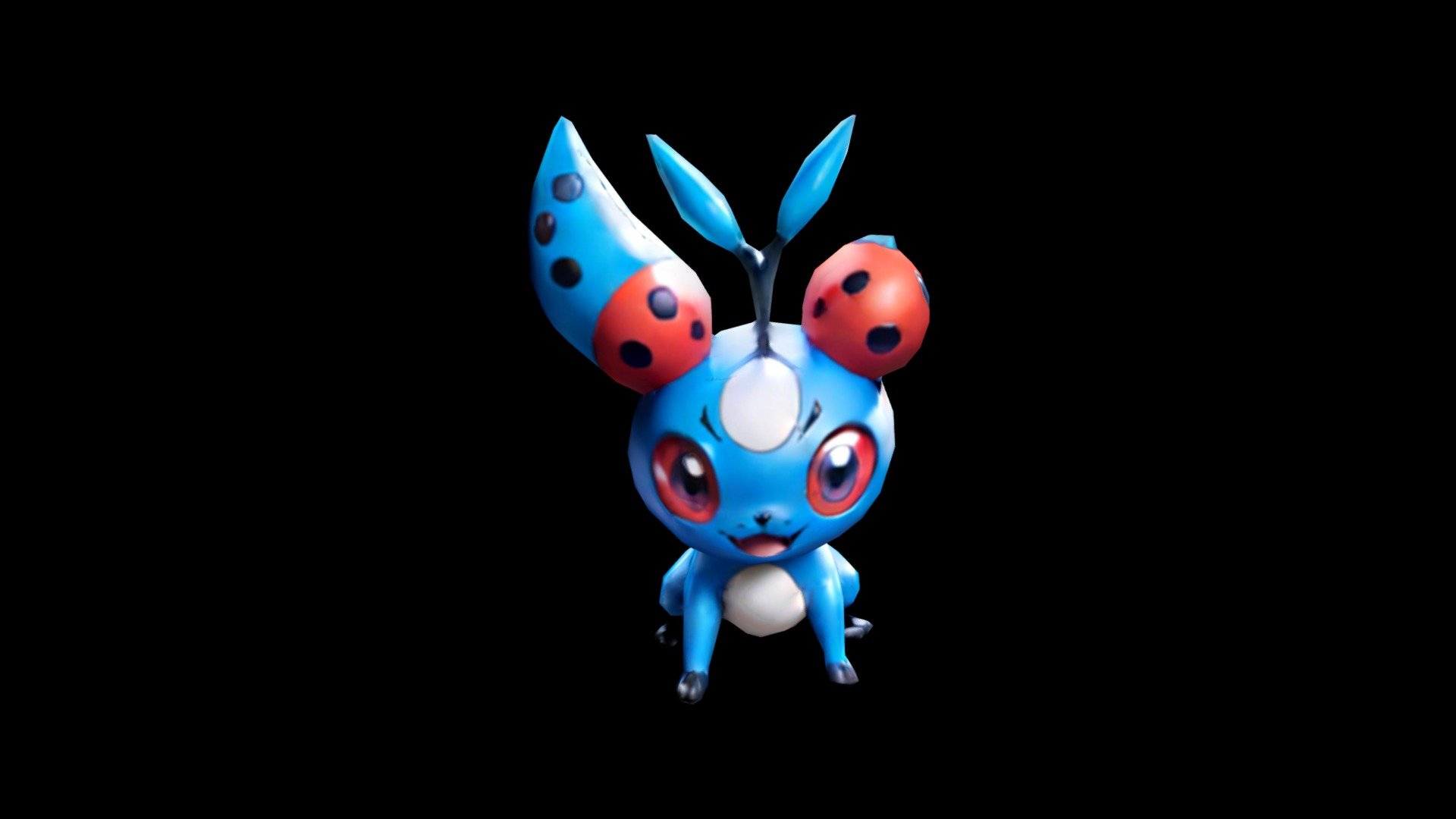 Blue and red cartoon insect with big eyes, stand - Download Free 3D ...