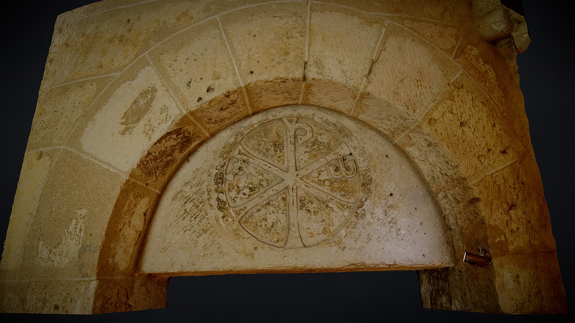 3D model Crismón – San Martín, Frómista - This is a 3D model of the Crismón - San Martín, Frómista. The 3D model is about a circular ceiling with a design.