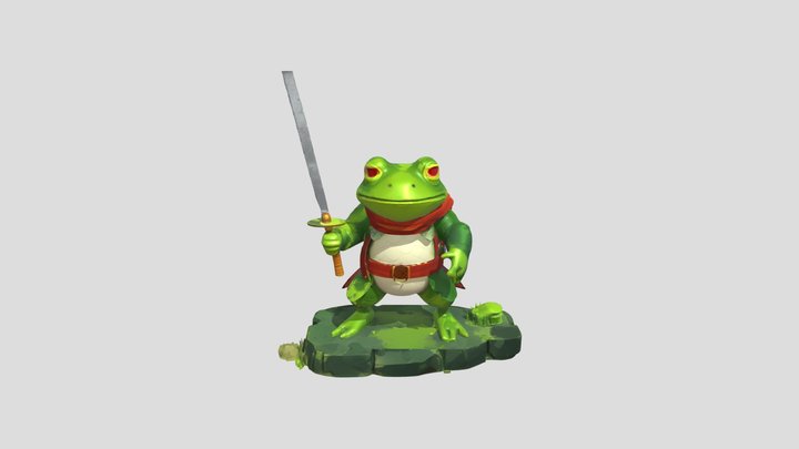 Frog with a sword and cape 3D Model