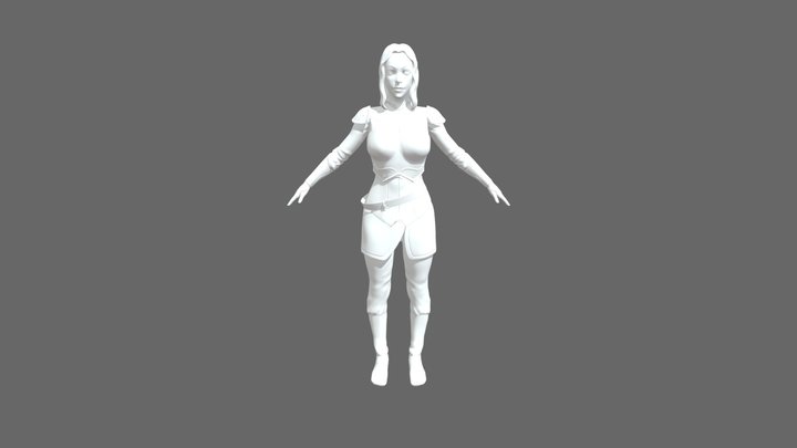 Female Archer with armor 3D Model