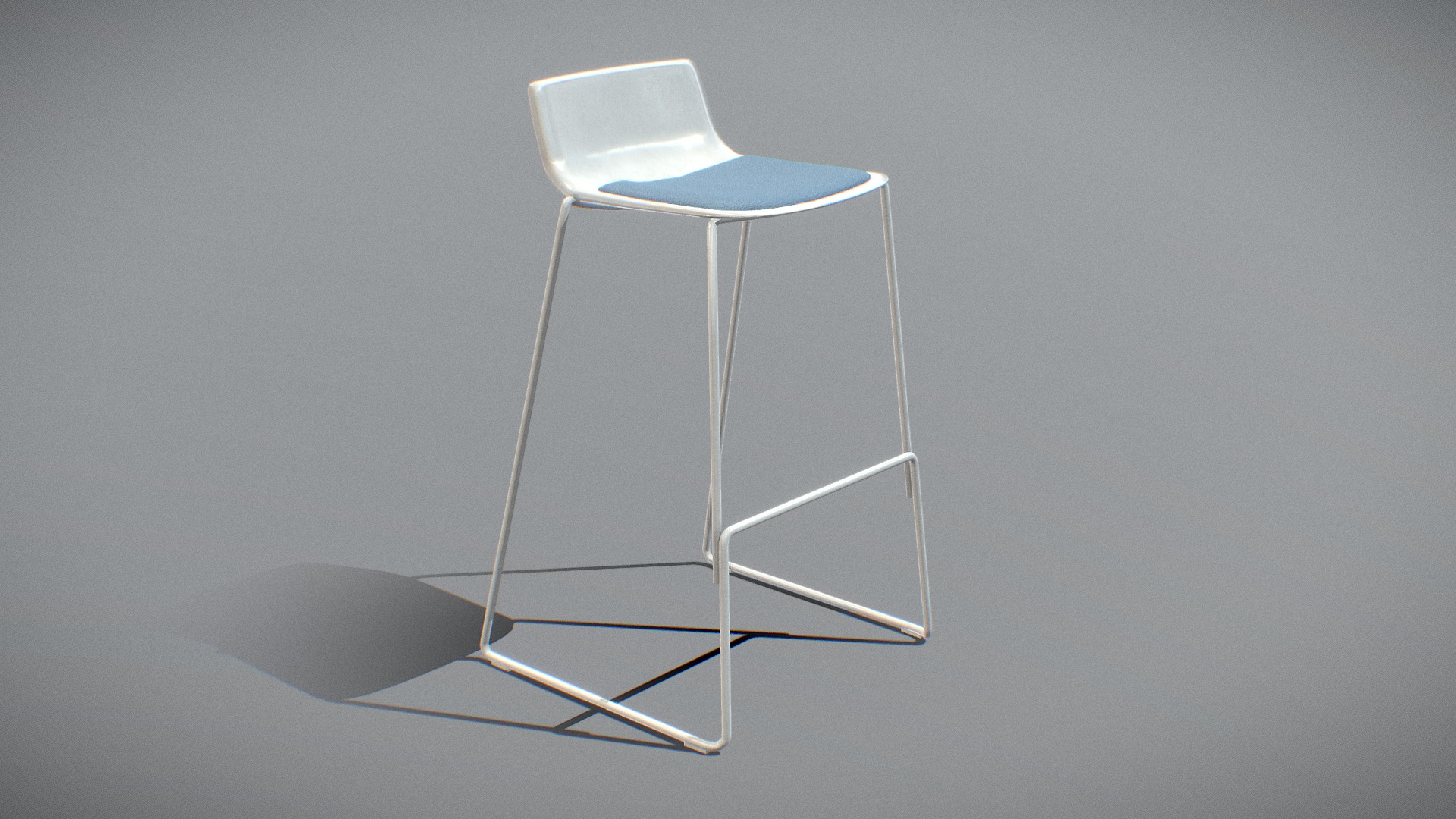 3D model PATo Stool-Model 4310 V-02-White Painted - This is a 3D model of the PATo Stool-Model 4310 V-02-White Painted. The 3D model is about a chair with a blue cushion.