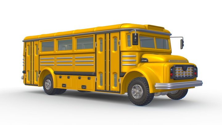 subdivision 3d model Retro School Bus 3D Model