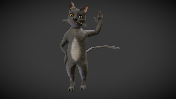 Cat Posed 3D Model