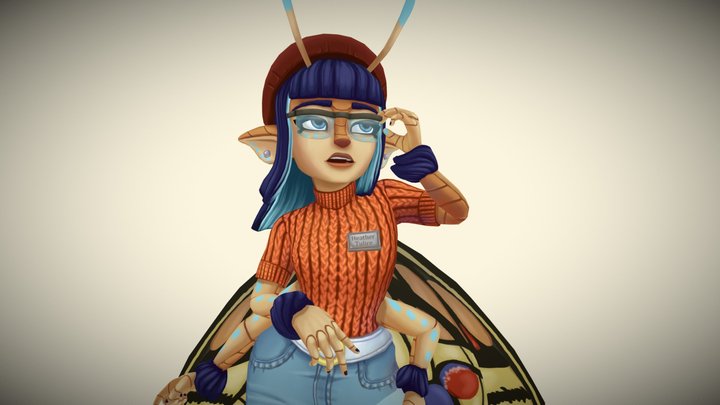 Beatnik Butterfly Girl 3D Model