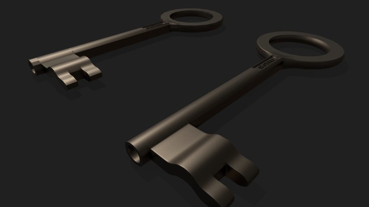 A door key. Дверной ключ. – Free 3D Model STL