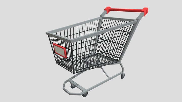 Low Poly Shopping Cart 3D Model