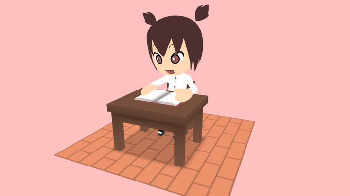 Girl Reading 3D Model