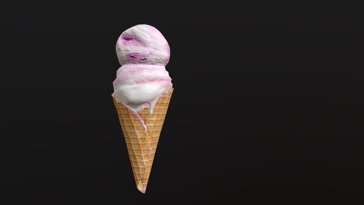 Blueberry Waffle Cone 3D Model