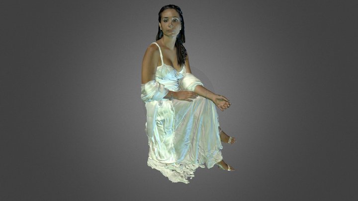 Lady in a white dress 3D Model