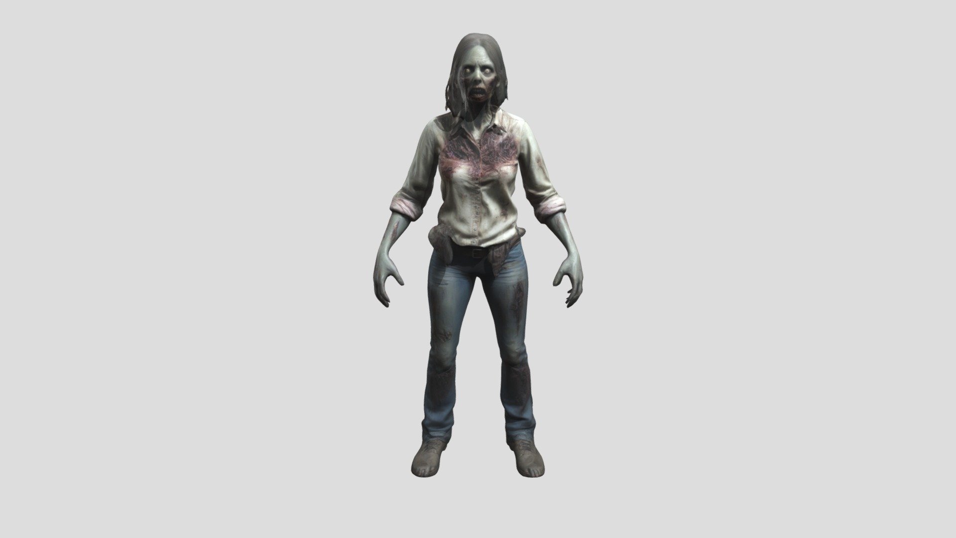A zombie from walking dead, female full body 3D model by Anton.Kasian