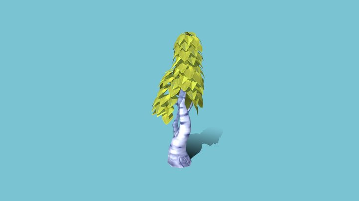 Birch tree low poly handpainted (game ready) 3D Model