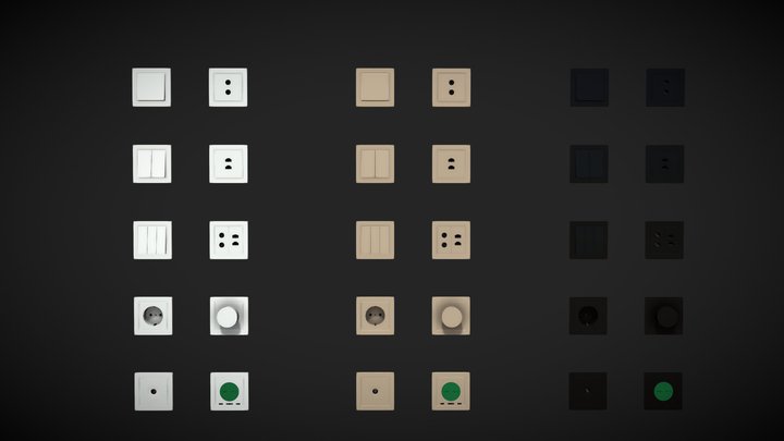 Outlets Switches Modular Pack 3D Model