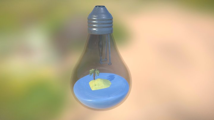 Island in a light bulb 3D Model