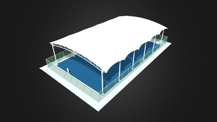 TC-P41S Large Span Tennis Court Canopy 3D Model