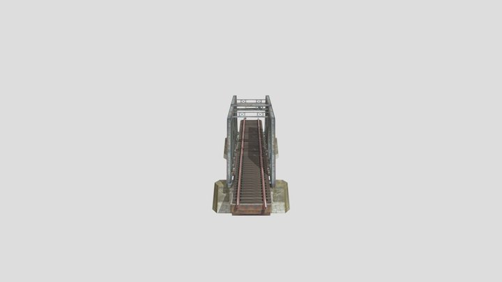 Railroad Bridge Low Poly 3D Model