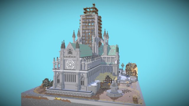 Minecraft Cathedral Work In Progress 3D Model