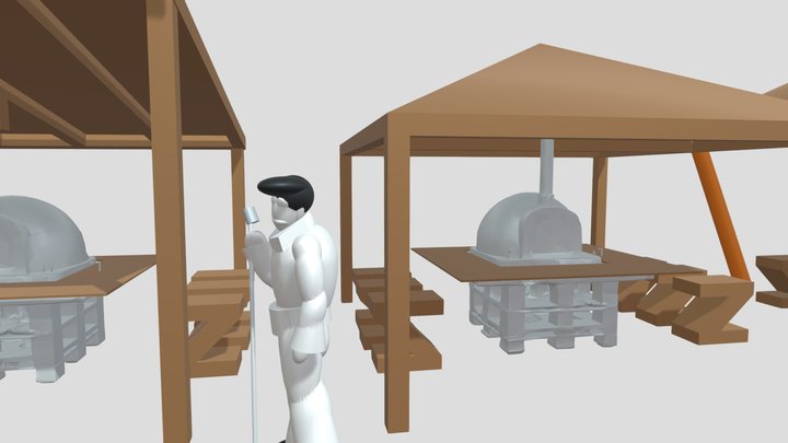drie opties pizzaoverkapping 3D Model