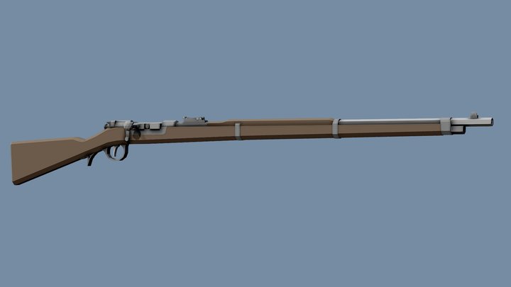 Low-Poly Kropatschek Rifle – Kostenloses 3D-Modell STL