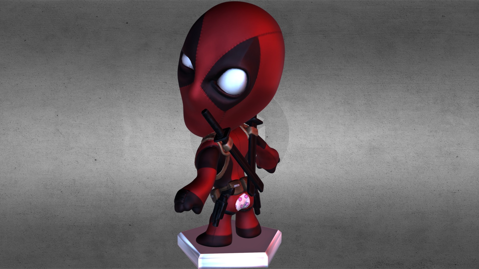 3D model Art Toy DeadPool - This is a 3D model of the Art Toy DeadPool. The 3D model is about a red and black toy.