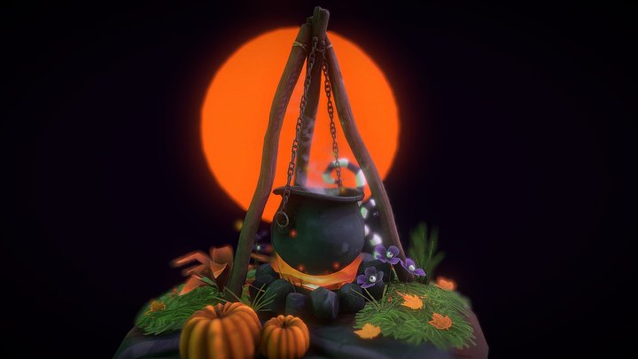 Spell of the day - halloween low poly Asset 3D Model
