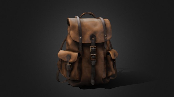Brown Leather Rucksack/Backpack [MESHY] – Kostenloses 3D-Modell STL