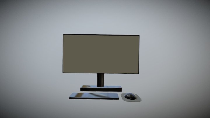 Two-In-One Desktop PC With Keyboard and Mouse 3D Model