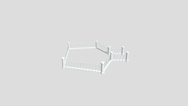 Modular Stone Fence 3D Model