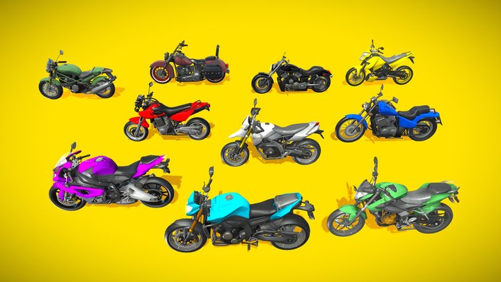 Bikes Pack - Low Poly 3D Model