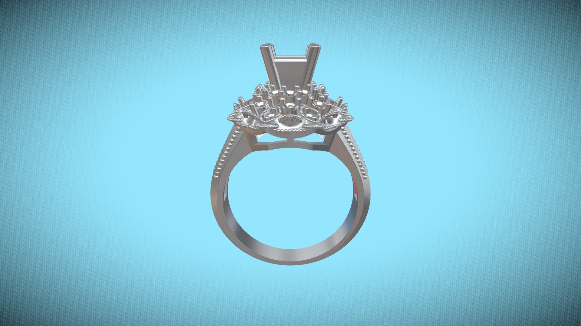 Princess Cut Milgrain Step Diamond Ring - 3D model by jewelleryworld99 ...
