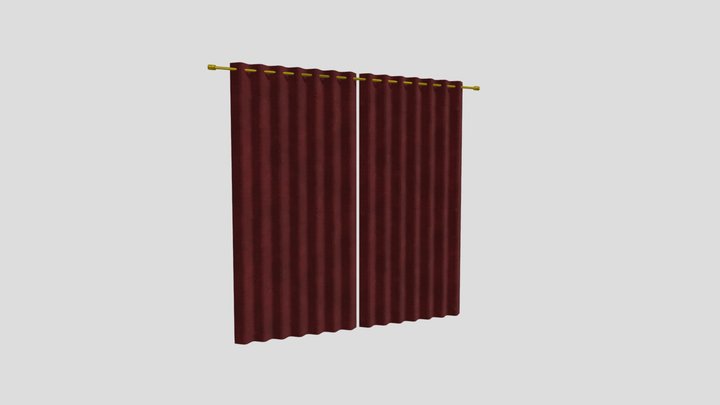 Animated Curtains Low Poly 3D Model