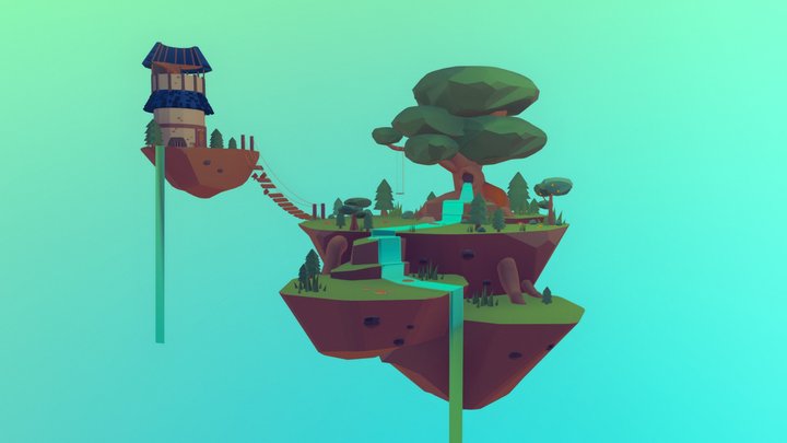 Floating island  [low poly] [VR] 3D Model