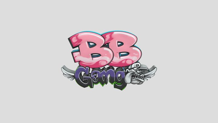Bulldog Graffiti Art 3D Model